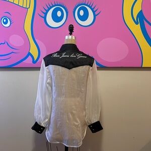 Moschino Bon Jeans White Black Silk Blouse